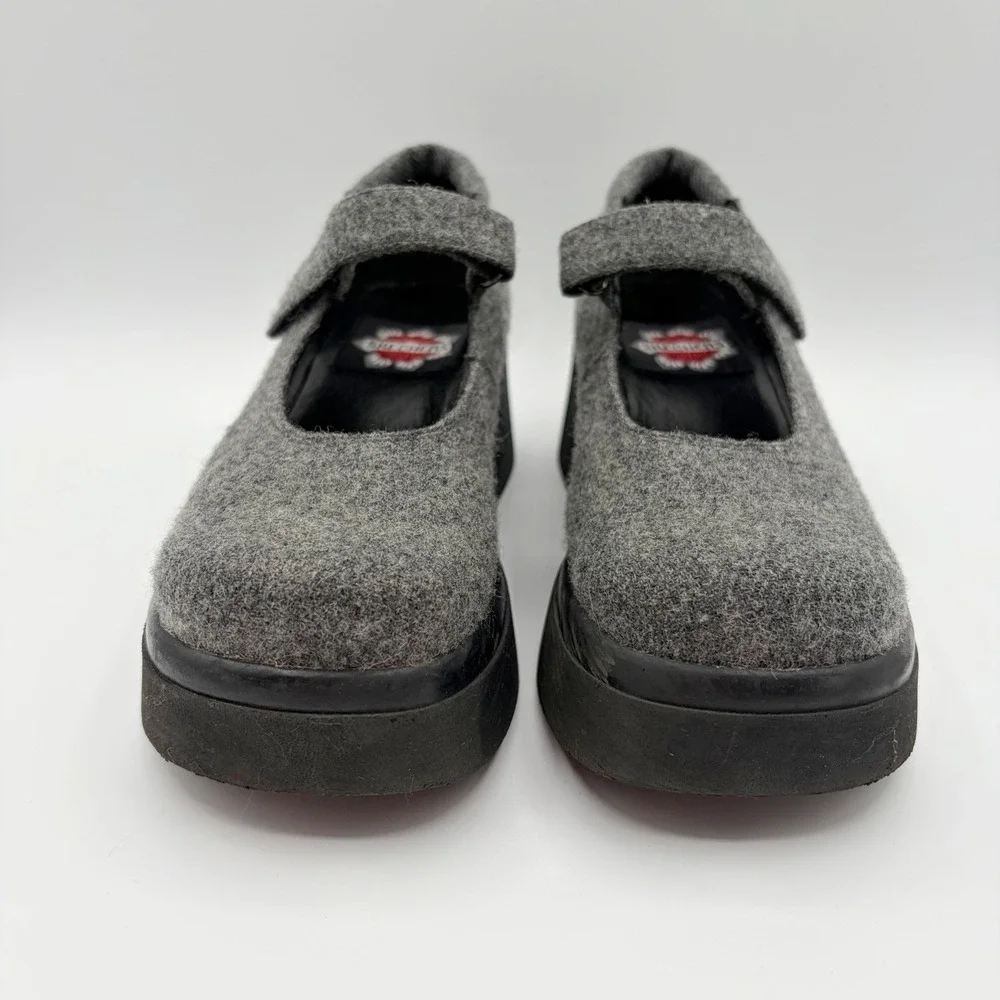 Vintage Skechers Mary Jane Platform Shoes Sz 7 Gray 90s Y2K Chunky Black Square